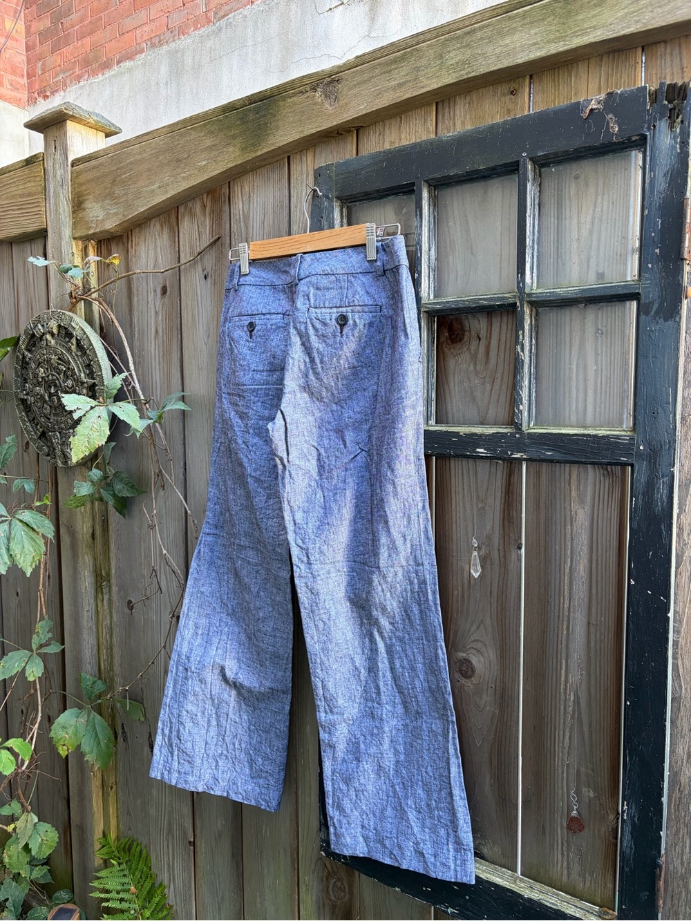 Vintage Y2K Banana Republic linen/cotton low rise wide leg trousers - size 2P